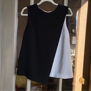 NWT Ted Baker London Asymmetrical Black and White Sleeveless Blouse